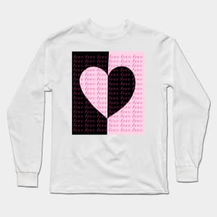 Cute Valentines Love Heart Pink and Black, Made by EndlessEmporium Long Sleeve T-Shirt